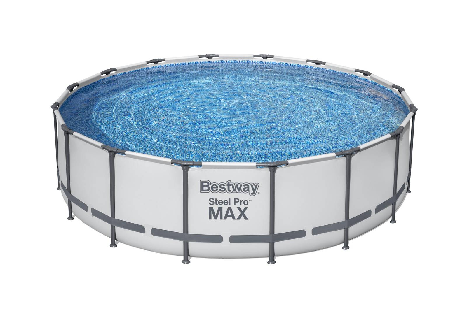 Steel Pro MAX Bestway Frame Pool Komplett-Set mit Filterpumpe Ø 488 x 122 cm, lichtgrau, rund 5612Z_22