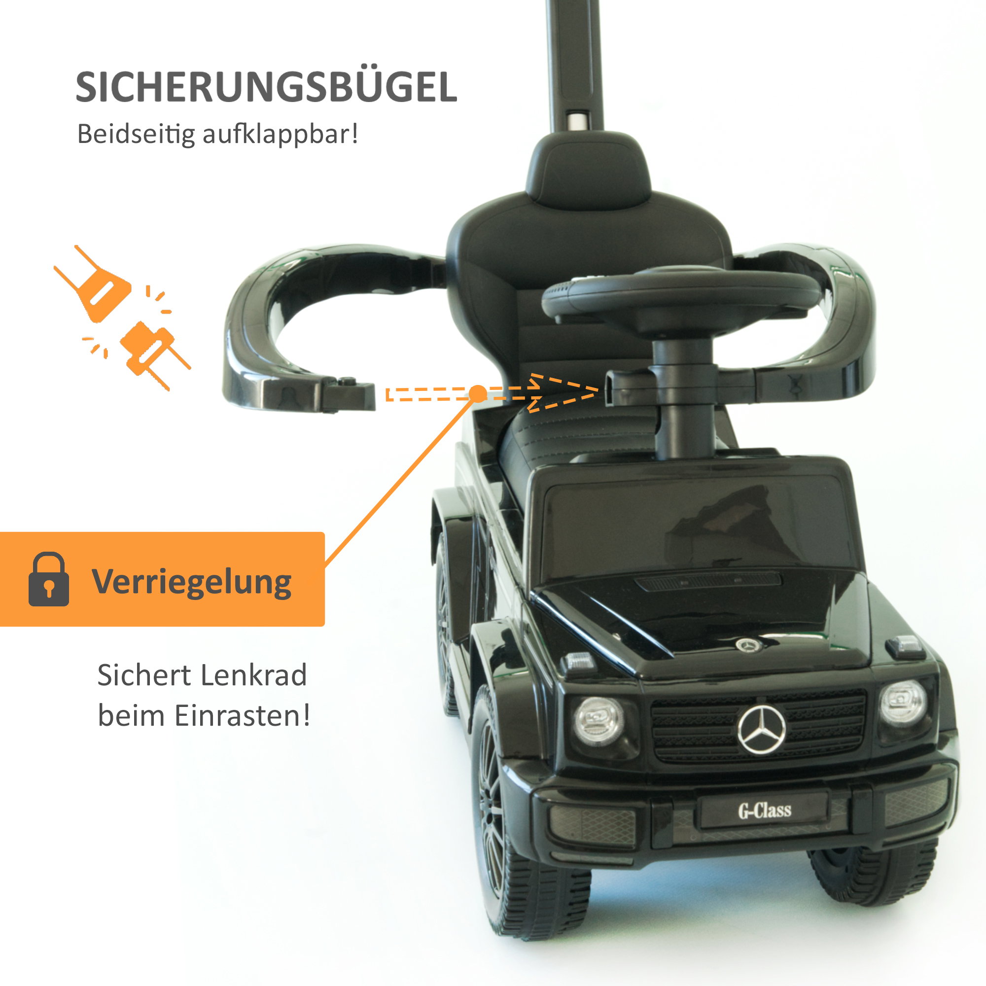 Rutschauto in schwarz mit Schiebstange ab 1 Jahr, Rutschfahrzeug mit Sicherheitsbügel PT006_S Rutschauto in schwarz mit Schiebstange ab 1 Jahr, Rutschfahrzeug mit Sicherheitsbügel PT006_S