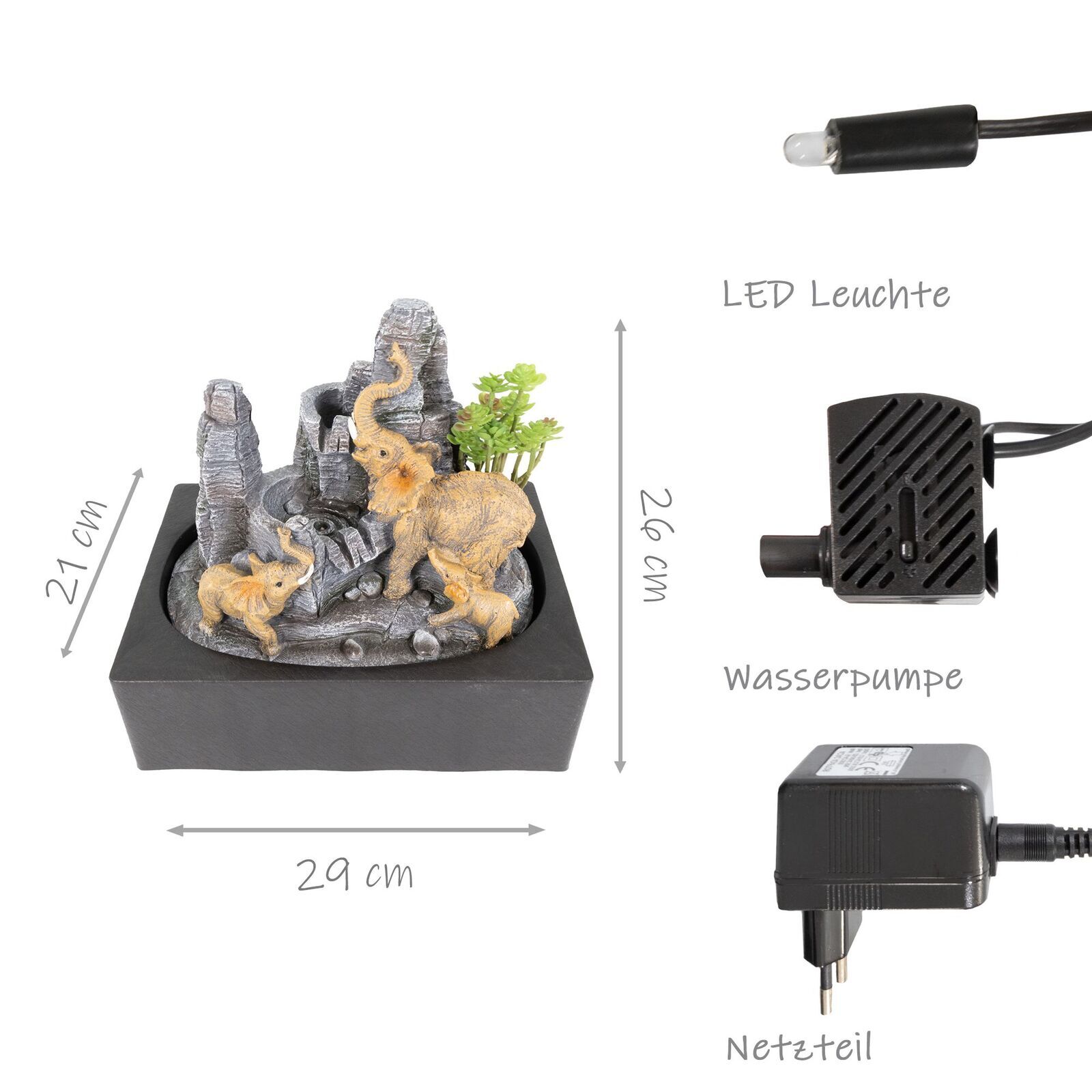 Zimmerbrunnen mit LED-Beleuchtung, Dekobrunnen “Elefanten” für die Wohnung NA193 Zimmerbrunnen mit LED-Beleuchtung, Dekobrunnen “Elefanten” für die Wohnung NA193