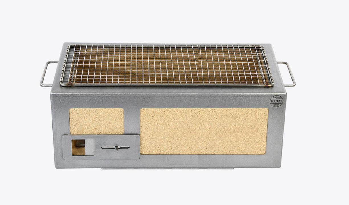 Kasai Konro Grill Medium Long aus Edelstahl, Japanischer Holzkohlegrill Kasai Konro Grill Medium Long aus Edelstahl, Japanischer Holzkohlegrill