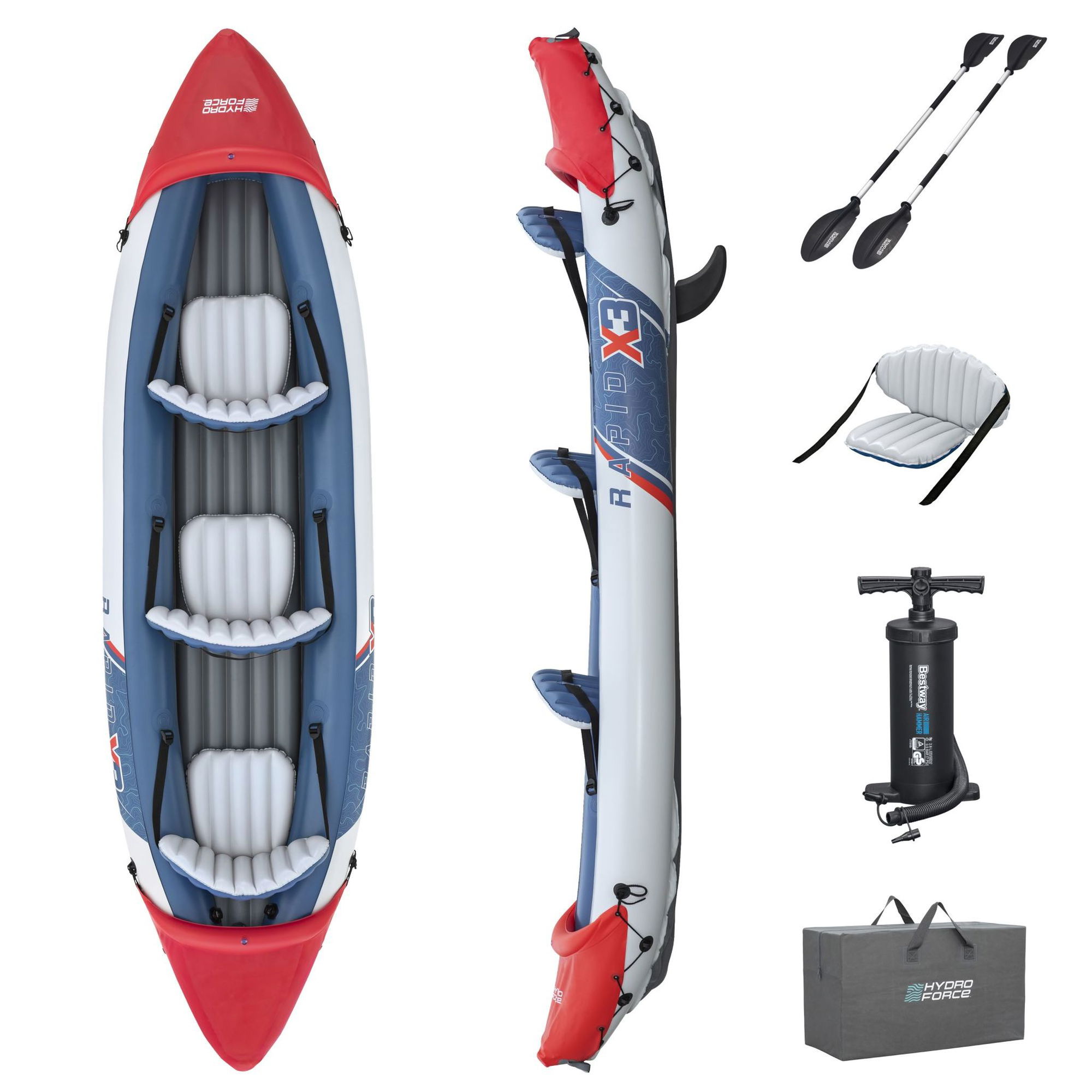 Bestway Hydro Force Kajak-Set Rapid X3 für 3 Personen 381 x 100 cm
